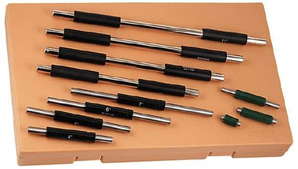 Mitutoyo - 1 to 11 Inch Long, 11 Piece Micrometer Calibration Standard Set - Accuracy Up to 0.000012 Inch, For Use with Outside Micrometer, Includes Carrying Case - Industrial Tool & Supply