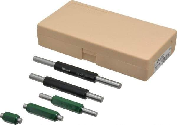 Mitutoyo - 1 to 5 Inch Long, 5 Piece Micrometer Calibration Standard Set - Accuracy Up to 0.000012 Inch, For Use with Outside Micrometer, Includes Carrying Case - Industrial Tool & Supply