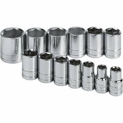 SK - 1/2" Drive Standard Socket Set - 7/16 to 1-1/4", Inch Measurement Standard - Industrial Tool & Supply
