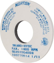 Norton - 14" Diam x 5" Hole x 1" Thick, K Hardness, 80 Grit Surface Grinding Wheel - Aluminum Oxide, Type 1, Medium Grade, 1,800 Max RPM, Vitrified Bond, No Recess - Industrial Tool & Supply