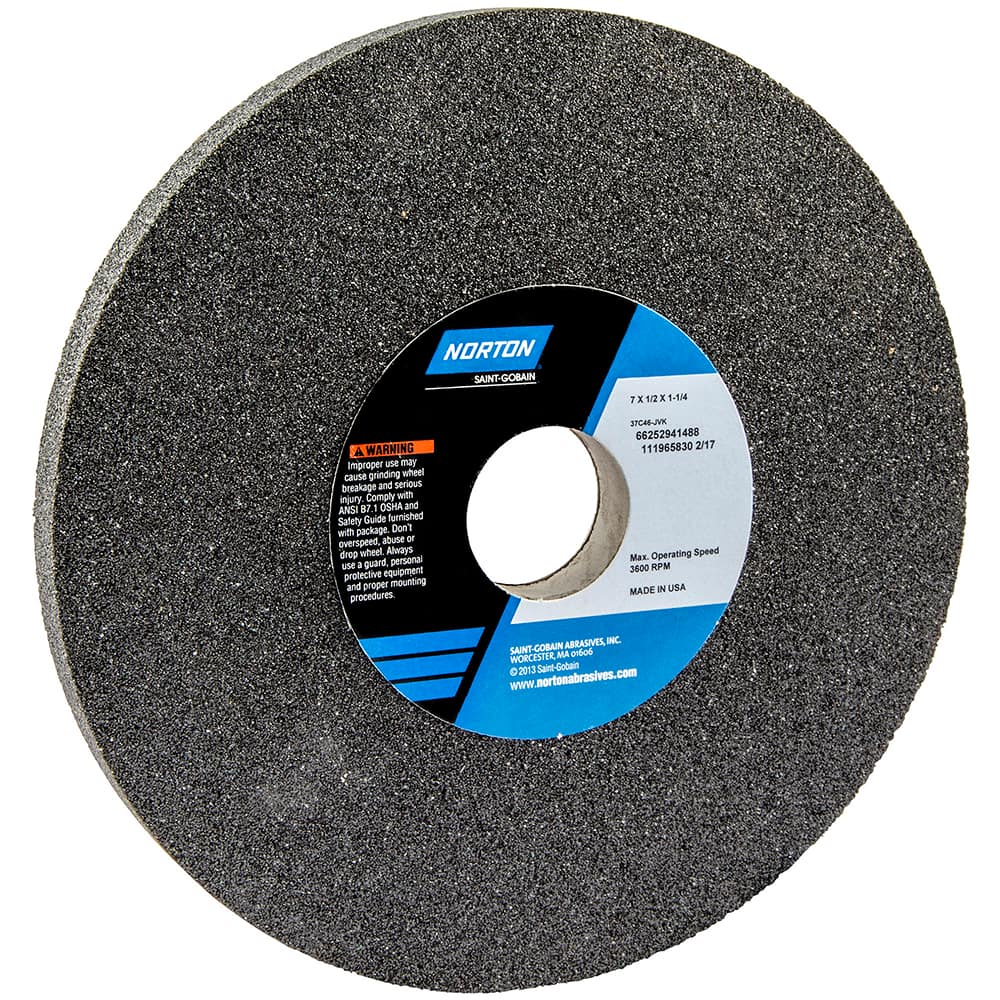 Norton - 7" Diam x 1-1/4" Hole x 1/2" Thick, J Hardness, 46 Grit Surface Grinding Wheel - Industrial Tool & Supply