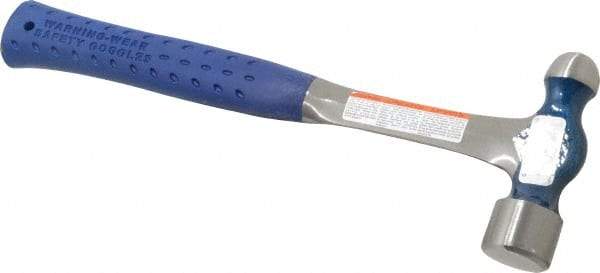 Estwing - 1 Lb Head Ball Pein Hammer - Steel Handle, 1-3/16" Face Diam, 13" OAL, Steel with Nylon-Vinyl Grip - Industrial Tool & Supply