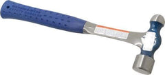 Estwing - 1 Lb Head Ball Pein Hammer - Steel Handle, 1-3/16" Face Diam, 13" OAL, Steel with Nylon-Vinyl Grip - Industrial Tool & Supply