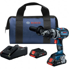 Bosch - 18 Volt 1/2" Keyless Chuck Cordless Hammer Drill - 0 to 31,500 BPM, 0 to 2,100 RPM, Reversible - Industrial Tool & Supply