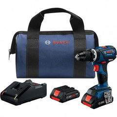Bosch - 18 Volt 1/2" Keyless Chuck Cordless Hammer Drill - 0 to 28,500 BPM, 0 to 600 & 0 to 1,900 RPM, Reversible - Industrial Tool & Supply