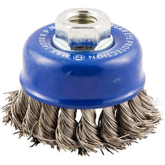 Norton - 2-3/4" Diam 5/8-11 Threaded Arbor Stainless Steel Fill Cup Brush - Industrial Tool & Supply