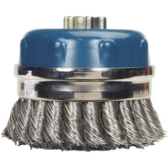 Norton - 4" Diam 5/8-11 Threaded Arbor Stainless Steel Fill Cup Brush - Industrial Tool & Supply