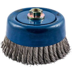 Norton - 6" Diam 5/8-11 Threaded Arbor Stainless Steel Fill Cup Brush - Industrial Tool & Supply