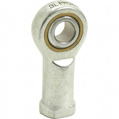 Tritan - 1" ID, 5-1/2" Max OD, 40,000 Lb Max Static Cap, Female Spherical Rod End - 1-1/4 - 12 LH, 1-3/8" Shank Diam, 2-1/8" Shank Length, Zinc Plated Carbon Steel with Sintered Oil Impregnated Bronze Raceway - Industrial Tool & Supply