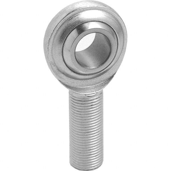 Tritan - 1/2" ID, 8,386 Lb Max Static Cap, Male Spherical Rod End - 1/2-20 RH, 5/8" Shank Diam, 1-1/2" Shank Length, Zinc Plated Carbon Steel with Low Carbon Steel Raceway - Industrial Tool & Supply