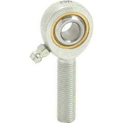 Tritan - 1/2" ID, 3-3/32" Max OD, 6,700 Lb Max Static Cap, Male Spherical Rod End - 1/2-20 RH, 5/8" Shank Diam, 1-1/2" Shank Length, Zinc Plated Carbon Steel with Sintered Oil Impregnated Bronze Raceway - Industrial Tool & Supply