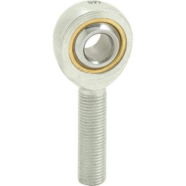 Tritan - 7/16" ID, 2-11/16" Max OD, 4,244 Lb Max Static Cap, Male Spherical Rod End - 7/16-20 RH, 9/16" Shank Diam, 1-3/8" Shank Length, Zinc Plated Carbon Steel with Sintered Oil Impregnated Bronze Raceway - Industrial Tool & Supply