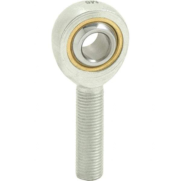 Tritan - 5/8" ID, 3-3/8" Max OD, 7,400 Lb Max Static Cap, Male Spherical Rod End - 5/8-18 LH, 3/4" Shank Diam, 1-5/8" Shank Length, Zinc Plated Carbon Steel with Sintered Oil Impregnated Bronze Raceway - Industrial Tool & Supply