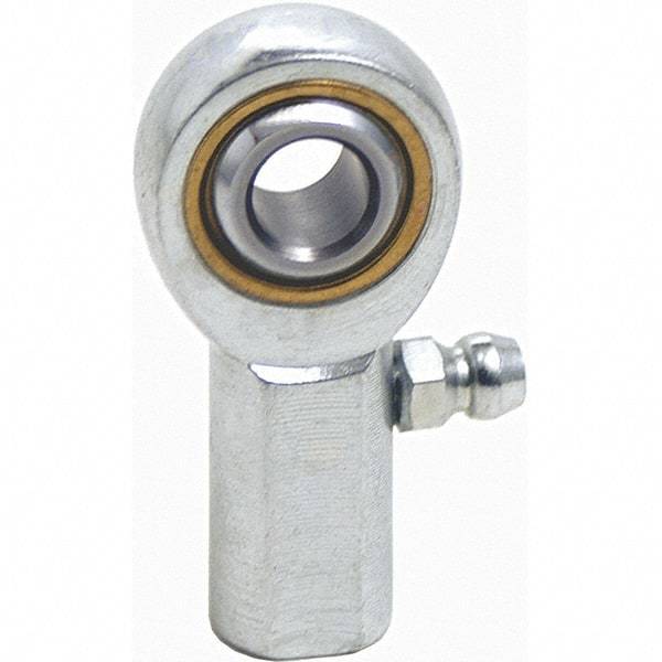 Tritan - 3/4" ID, 3-3/4" Max OD, 11,550 Lb Max Static Cap, Female Spherical Rod End - 3/4-16 UNF RH, 7/8" Shank Diam, 1-9/16" Shank Length, Zinc Plated Carbon Steel with Sintered Oil Impregnated Bronze Raceway - Industrial Tool & Supply