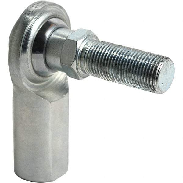 Tritan - 5/8" ID, 9,800 Lb Max Static Cap, Female Spherical Rod End - 5/8-18 UNF RH, 3/4" Shank Diam, 1-3/8" Shank Length, Zinc Plated Carbon Steel with Low Carbon Steel Raceway - Industrial Tool & Supply