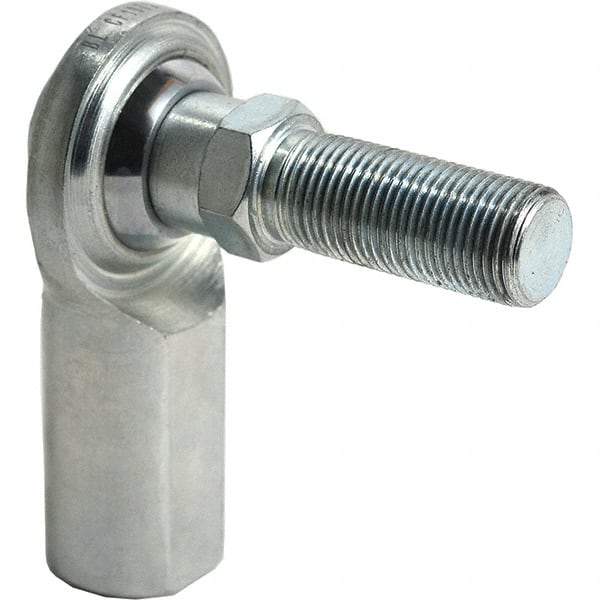 Tritan - 5/8" ID, 9,800 Lb Max Static Cap, Female Spherical Rod End - 5/8-18 UNF RH, 3/4" Shank Diam, 1-3/8" Shank Length, Zinc Plated Carbon Steel with PTFE Lined Chrome Steel Raceway - Industrial Tool & Supply