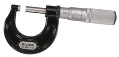 Starrett - 0 to 100mm Range, 4 Piece Mechanical Outside Micrometer Set - 0.01mm Graduation, Ratchet Stop Thimble, Carbide Tipped Face - Industrial Tool & Supply