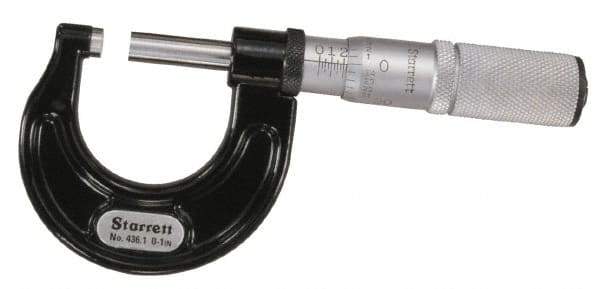 Starrett - 0 to 4" Range, 4 Piece Mechanical Outside Micrometer Set - 0.001" Graduation, Ratchet Stop Thimble, Carbide Tipped Face - Industrial Tool & Supply