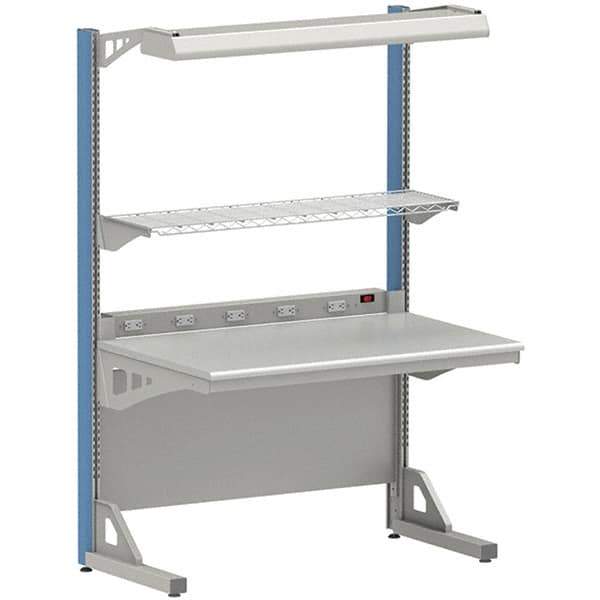 LISTA - 60 Wide x 30" Deep x 84" High, Plastic Laminate Workstation - Fixed Legs, Classic Blue - Industrial Tool & Supply