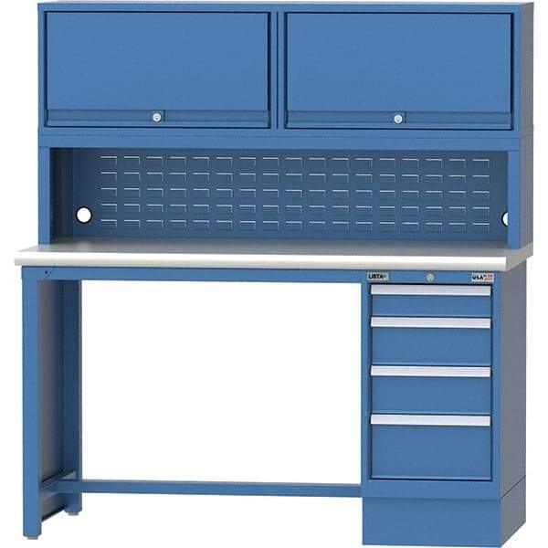 LISTA - 72 Wide x 30" Deep x 51-1/4" High, Plastic Laminate Workstation - Fixed Legs, Classic Blue - Industrial Tool & Supply