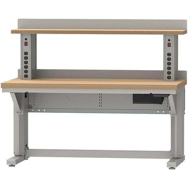LISTA - 60 Wide x 30" Deep x 58" High, Butcher Block Electric Height Adjustable Workstation - Adjustable Height Legs, Classic Blue - Industrial Tool & Supply