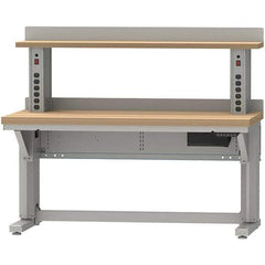 LISTA - 60 Wide x 30" Deep x 58" High, Butcher Block Electric Height Adjustable Workstation - Adjustable Height Legs, Classic Blue - Industrial Tool & Supply