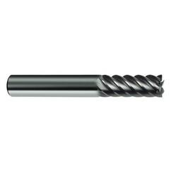 3/8" Dia. - 2-1/2" OAL - 45° Helix Bright Carbide End Mill - 6 FL - Industrial Tool & Supply