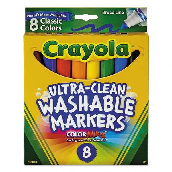 Crayola - Markers & Paintsticks Type: Washable Marker Color: Black; Blue; Brown; Green; Orange; Red; Violet; Yellow - Industrial Tool & Supply