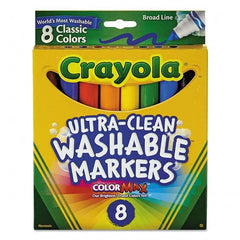 Crayola - Markers & Paintsticks Type: Washable Marker Color: Black; Blue; Brown; Green; Orange; Red; Violet; Yellow - Industrial Tool & Supply