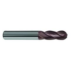 1/2" Dia. - 3-1/2" OAL - 4 FL Variable Helix Nano-A Carbide Ball Nose End Mill - Industrial Tool & Supply