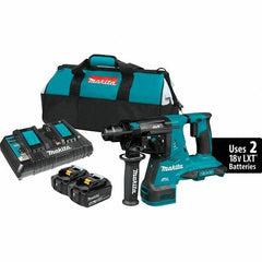 Makita - 36 Volt 1-1/8" SDS Plus Chuck Cordless Rotary Hammer - 5000 BPM, 0 to 980 RPM, Reversible - Industrial Tool & Supply