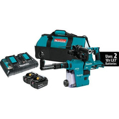 Makita - 36 Volt 1-1/8" SDS Plus Chuck Cordless Rotary Hammer - 5000 BPM, 0 to 980 RPM, Reversible - Industrial Tool & Supply