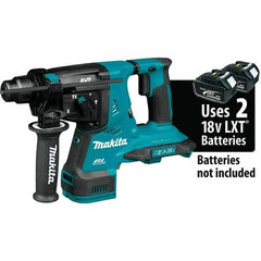 Makita - 36 Volt 1-1/8" SDS Plus Chuck Cordless Rotary Hammer - 5000 BPM, 0 to 980 RPM, Reversible - Industrial Tool & Supply