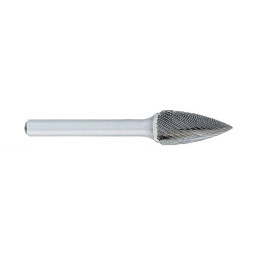 ‎SG-1 -1/4 × 5/8 LOC × 1/4 Shank × 2 OAL Pointed Tree Carbide Medium Right Hand Spiral Burr - Industrial Tool & Supply