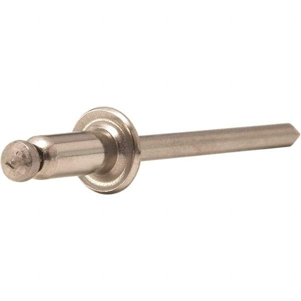 STANLEY Engineered Fastening - Size 4 Dome Head Stainless Steel Open End Blind Rivet - Stainless Steel Mandrel, 0.376" to 1/2" Grip, 1/8" Head Diam, 0.129" to 0.133" Hole Diam, 0.077" Body Diam - Industrial Tool & Supply