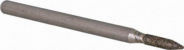 Dremel - 3/32" Head Diam, Sharp Tip Point End, Diamond Mounted Point - Teal - Industrial Tool & Supply