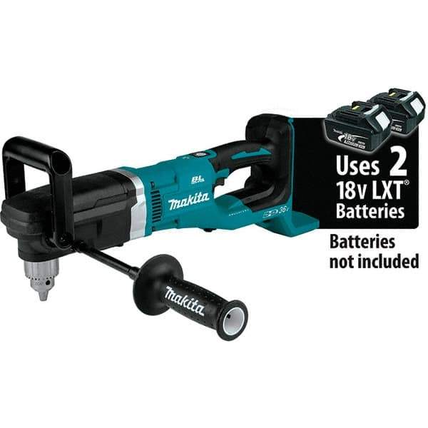 Makita - 36 Volt 1/2" Chuck Right Angle Handle Cordless Drill - 0-1400 RPM, Reversible, Lithium-Ion Batteries Not Included - Industrial Tool & Supply