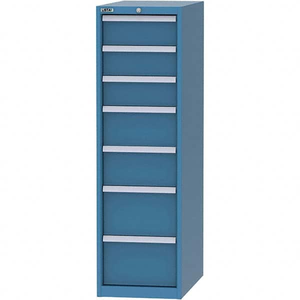 LISTA - 7 Drawer, 45 Compartment Bright Blue Steel Modular Storage Cabinet - Industrial Tool & Supply
