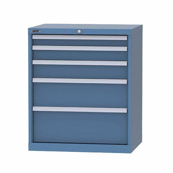 LISTA - 5 Drawer, 124 Compartment Bright Blue Steel Modular Storage Cabinet - Industrial Tool & Supply