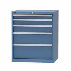 LISTA - 5 Drawer, 124 Compartment Bright Blue Steel Modular Storage Cabinet - Industrial Tool & Supply