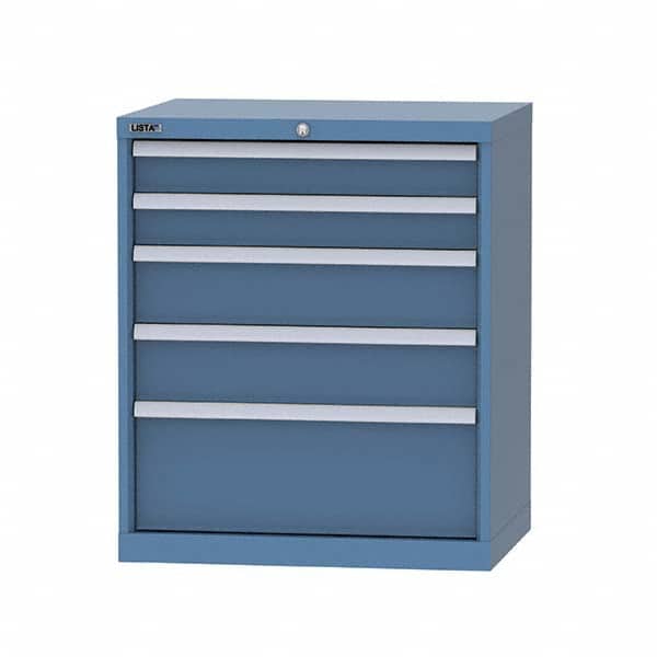 LISTA - 5 Drawer, 124 Compartment Bright Blue Steel Modular Storage Cabinet - Industrial Tool & Supply