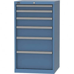 LISTA - 6 Drawer, 84 Compartment Bright Blue Steel Modular Storage Cabinet - Industrial Tool & Supply