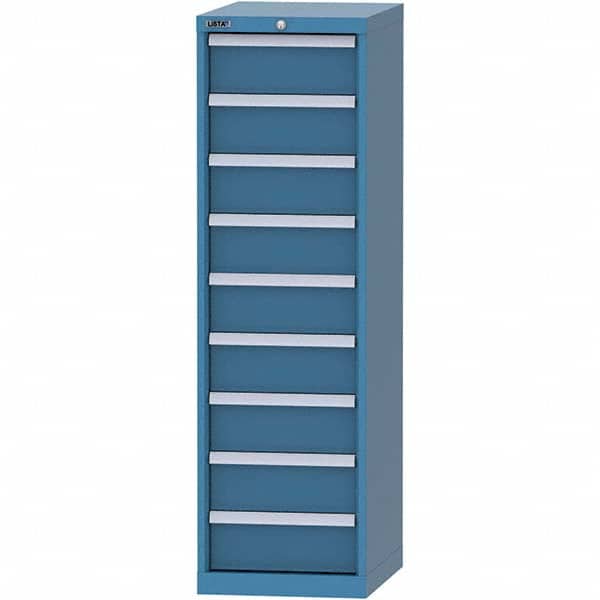 LISTA - 9 Drawer, 45 Compartment Bright Blue Steel Modular Storage Cabinet - Industrial Tool & Supply