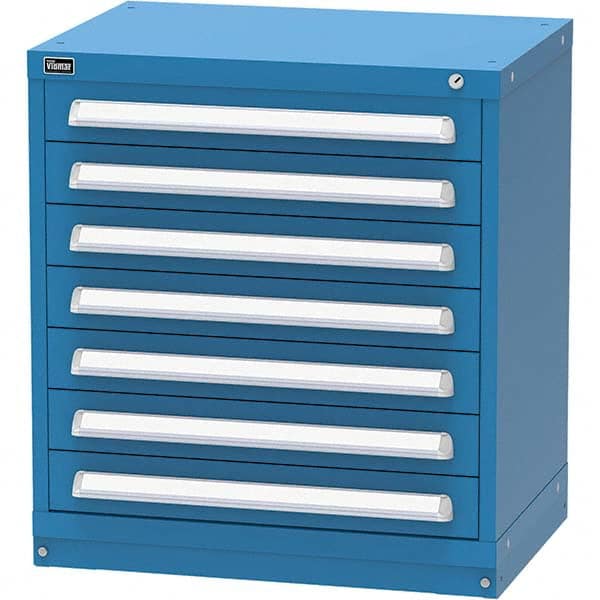Vidmar - 7 Drawer, 45 Compartment Bright Blue Steel Modular Storage Cabinet - Industrial Tool & Supply