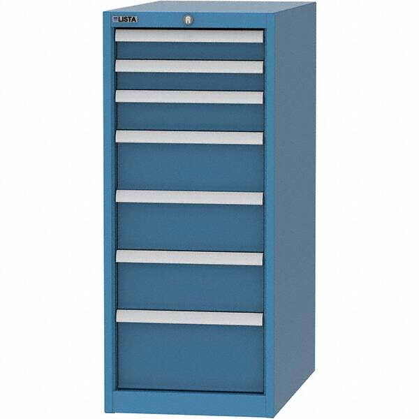 LISTA - 7 Drawer, 45 Compartment Bright Blue Steel Modular Storage Cabinet - Industrial Tool & Supply