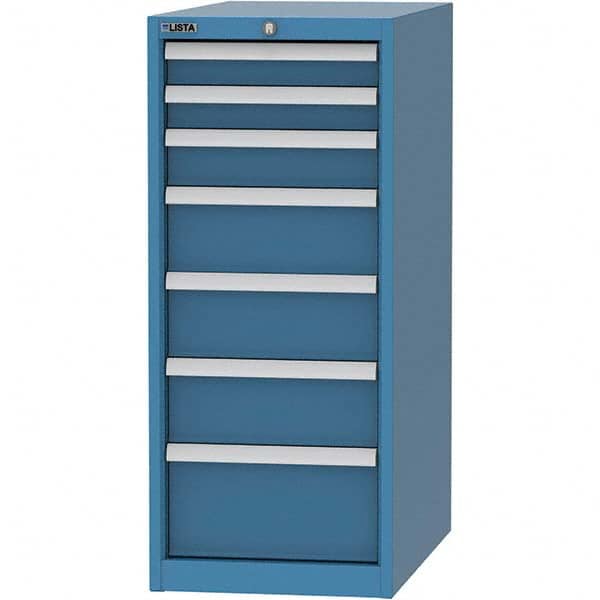LISTA - 7 Drawer, 45 Compartment Bright Blue Steel Modular Storage Cabinet - Industrial Tool & Supply