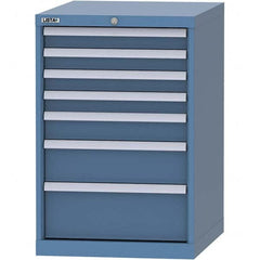 LISTA - 7 Drawer, 99 Compartment Bright Blue Steel Modular Storage Cabinet - Industrial Tool & Supply