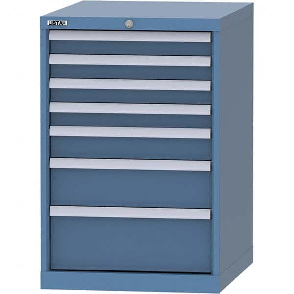 LISTA - 7 Drawer, 99 Compartment Bright Blue Steel Modular Storage Cabinet - Industrial Tool & Supply