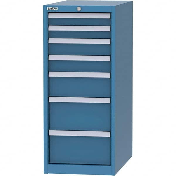 LISTA - 7 Drawer, 45 Compartment Bright Blue Steel Modular Storage Cabinet - Industrial Tool & Supply