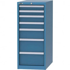 LISTA - 7 Drawer, 45 Compartment Bright Blue Steel Modular Storage Cabinet - Industrial Tool & Supply